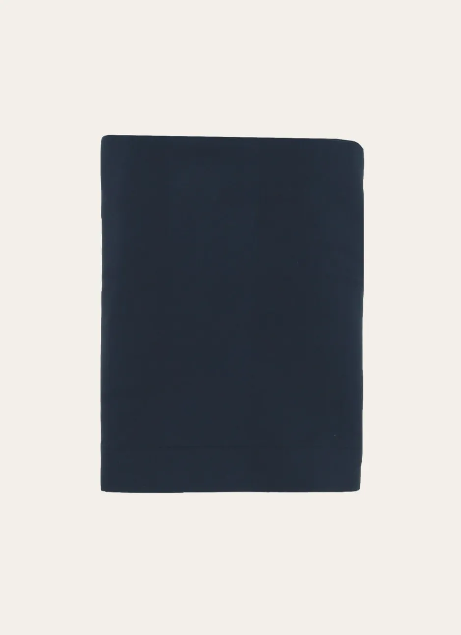 DRAP PLAT UNI SATIN DE COTON RAYURES JACQUARD MARINE