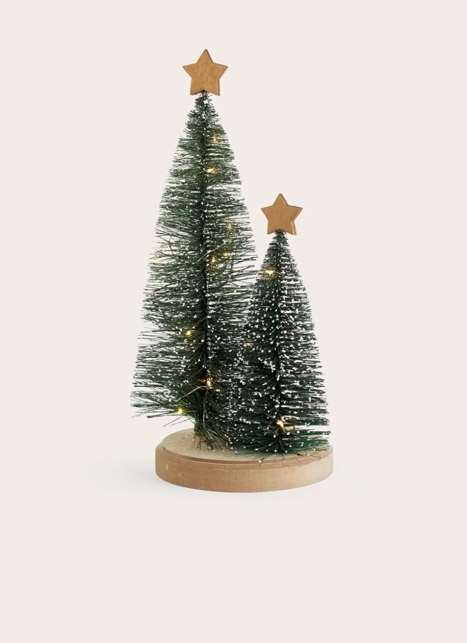 ENSEMBLE DE 2 SAPINS LUMINEUX SUR SOCLE SAPIN