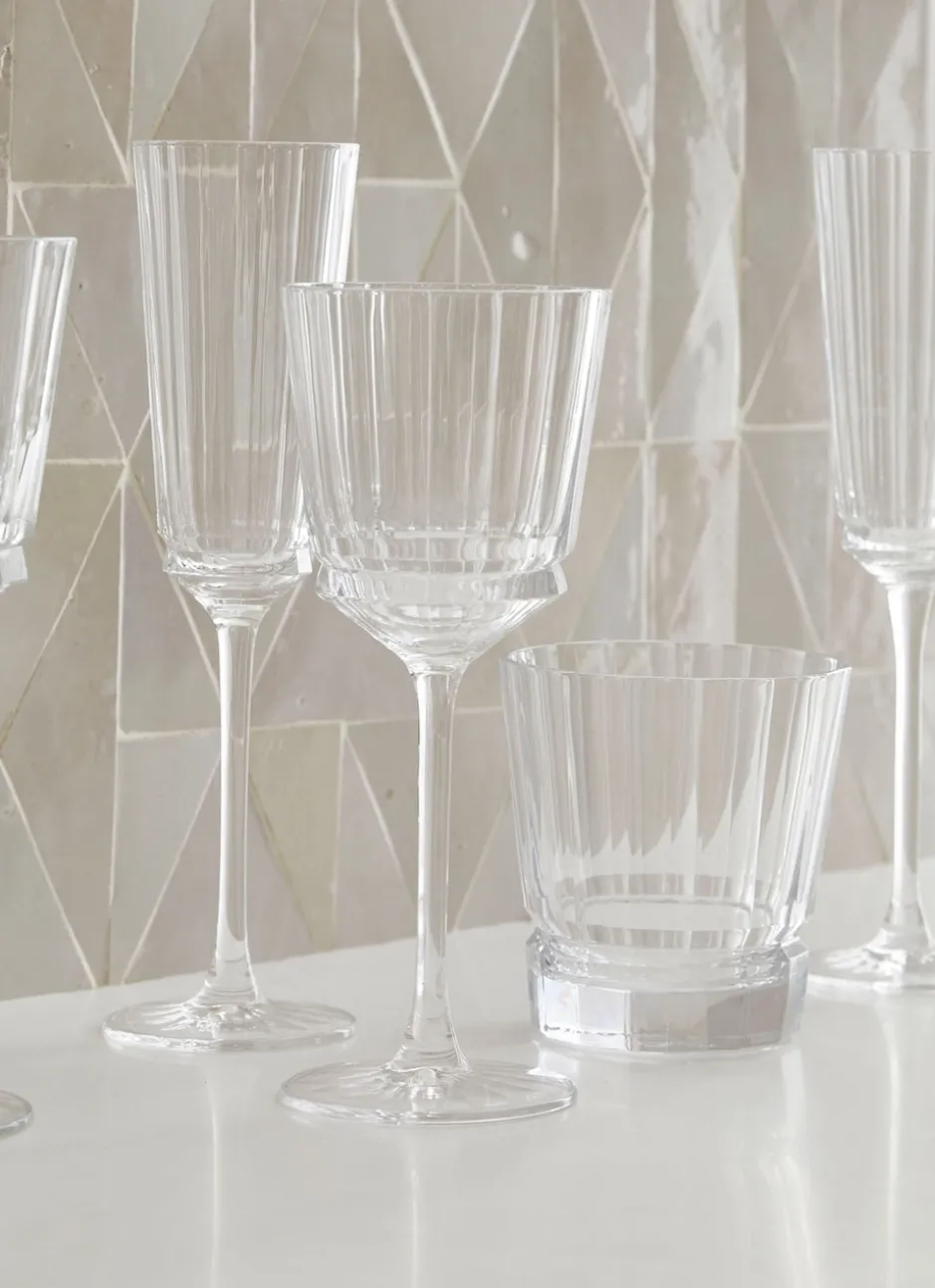 FLUTE A CHAMPAGNE EN CRISTALLIN PLISSÉ TRANSPARENT
