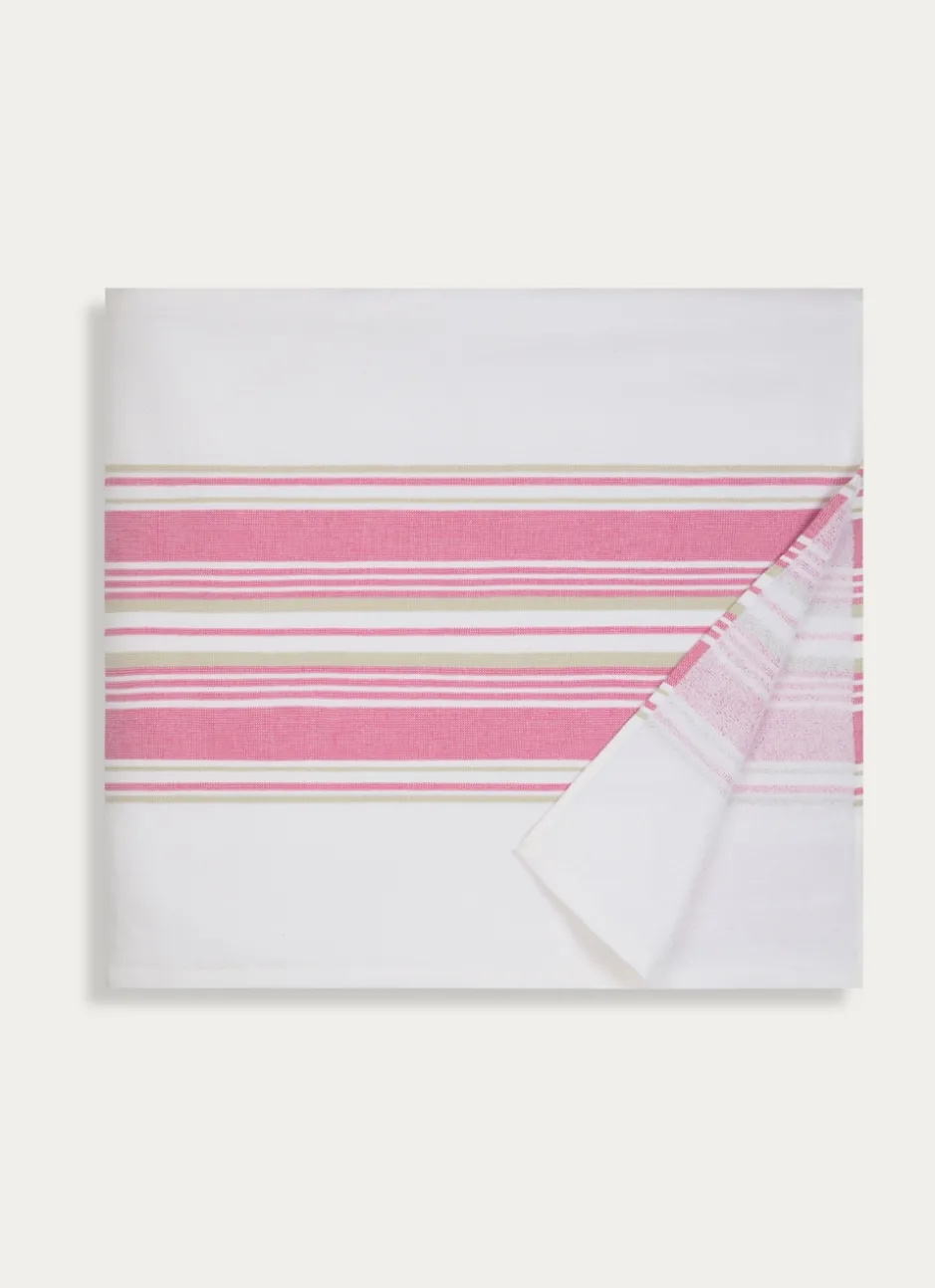 FOUTA DE PLAGE RAYÉE XXL ROSE / VERT