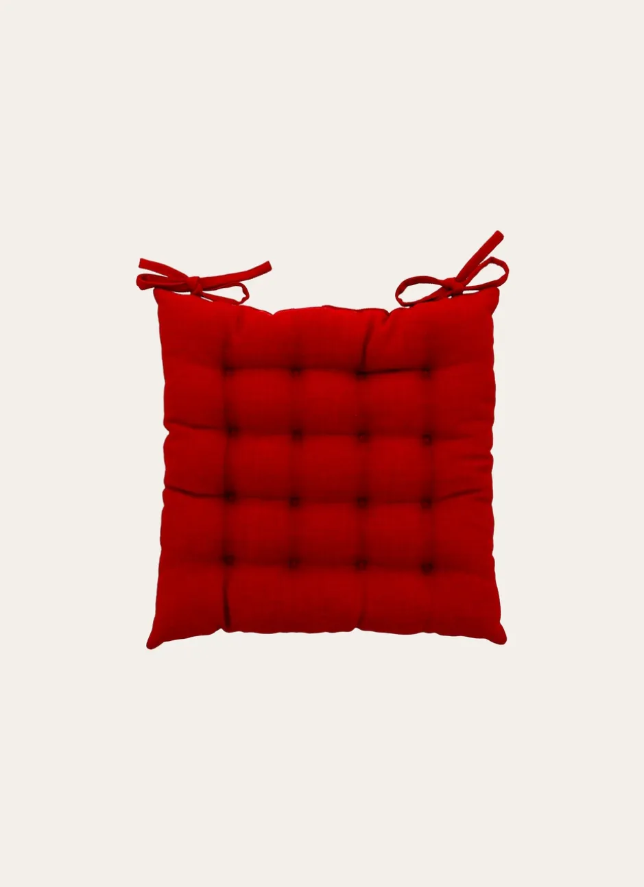 GALETTE DE CHAISE UNIE EFFET DE MATIÈRE rouge