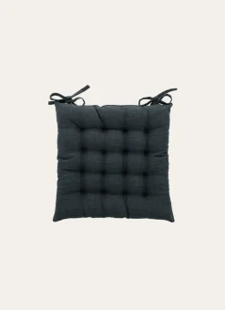 GALETTE DE CHAISE UNIE EFFET DE MATIÈRE ANTHRACITE