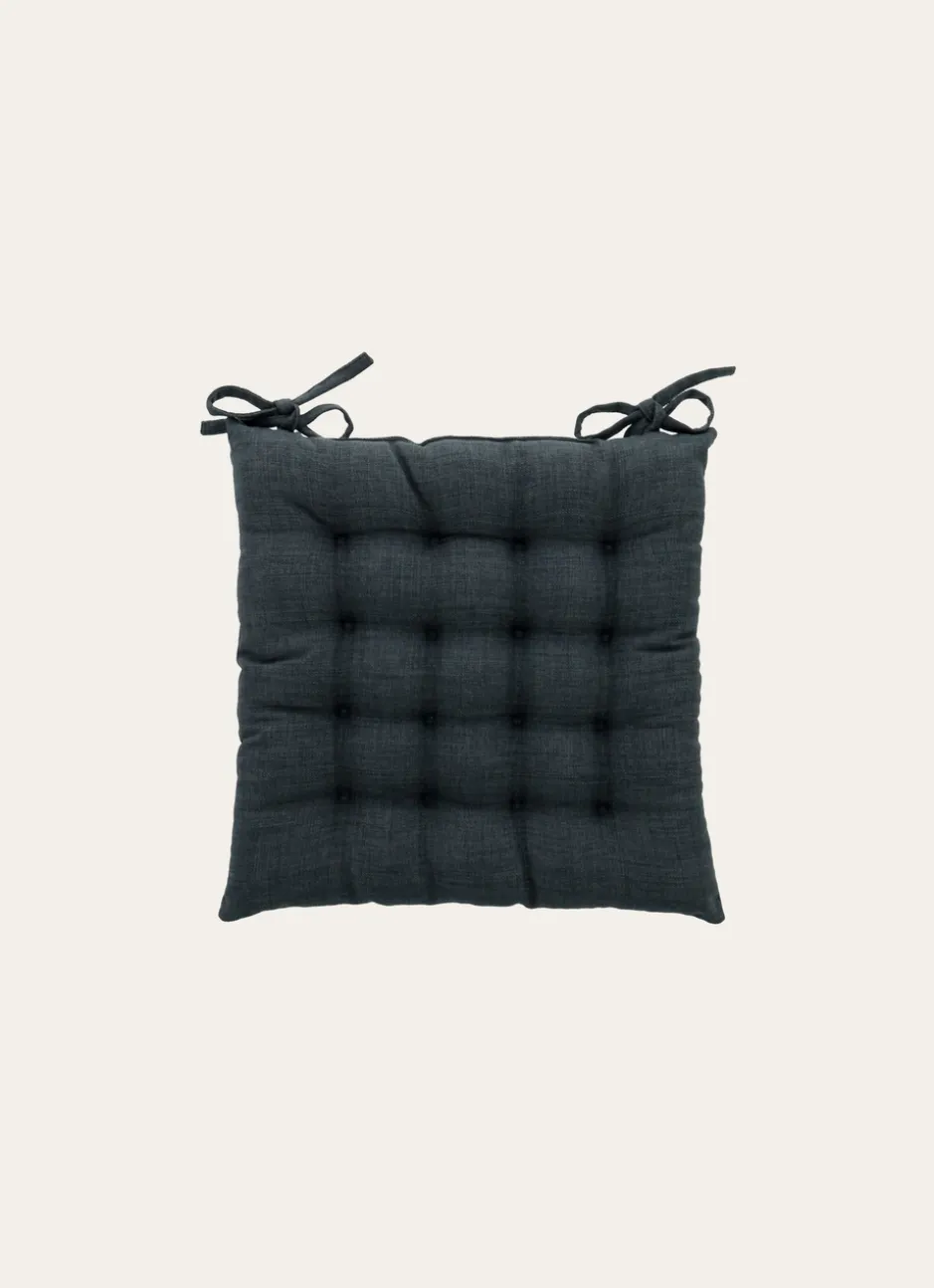 GALETTE DE CHAISE UNIE EFFET DE MATIÈRE ANTHRACITE
