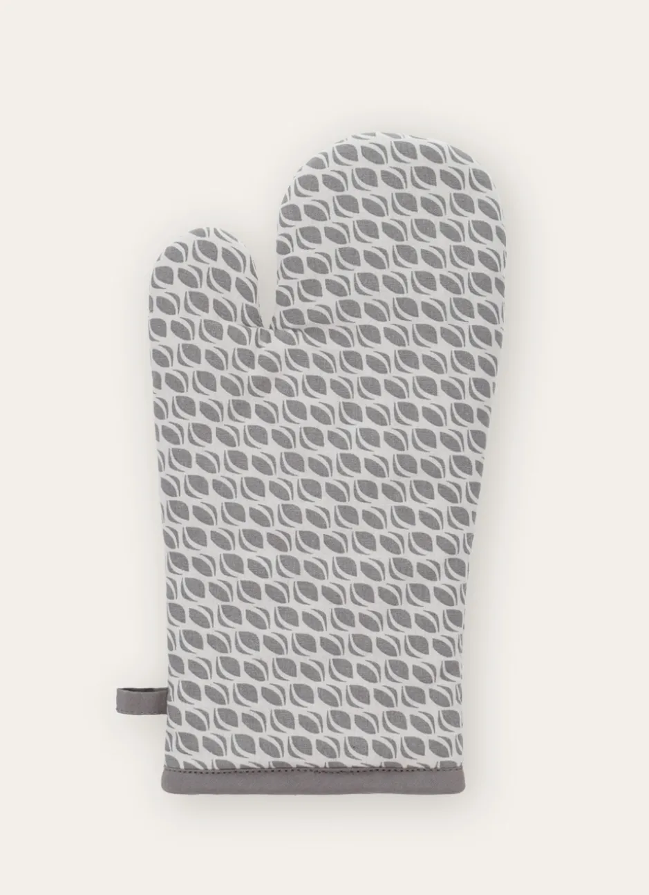 GANT DE CUISINE EN COTON IMPRIMÉ BLANC/GRIS
