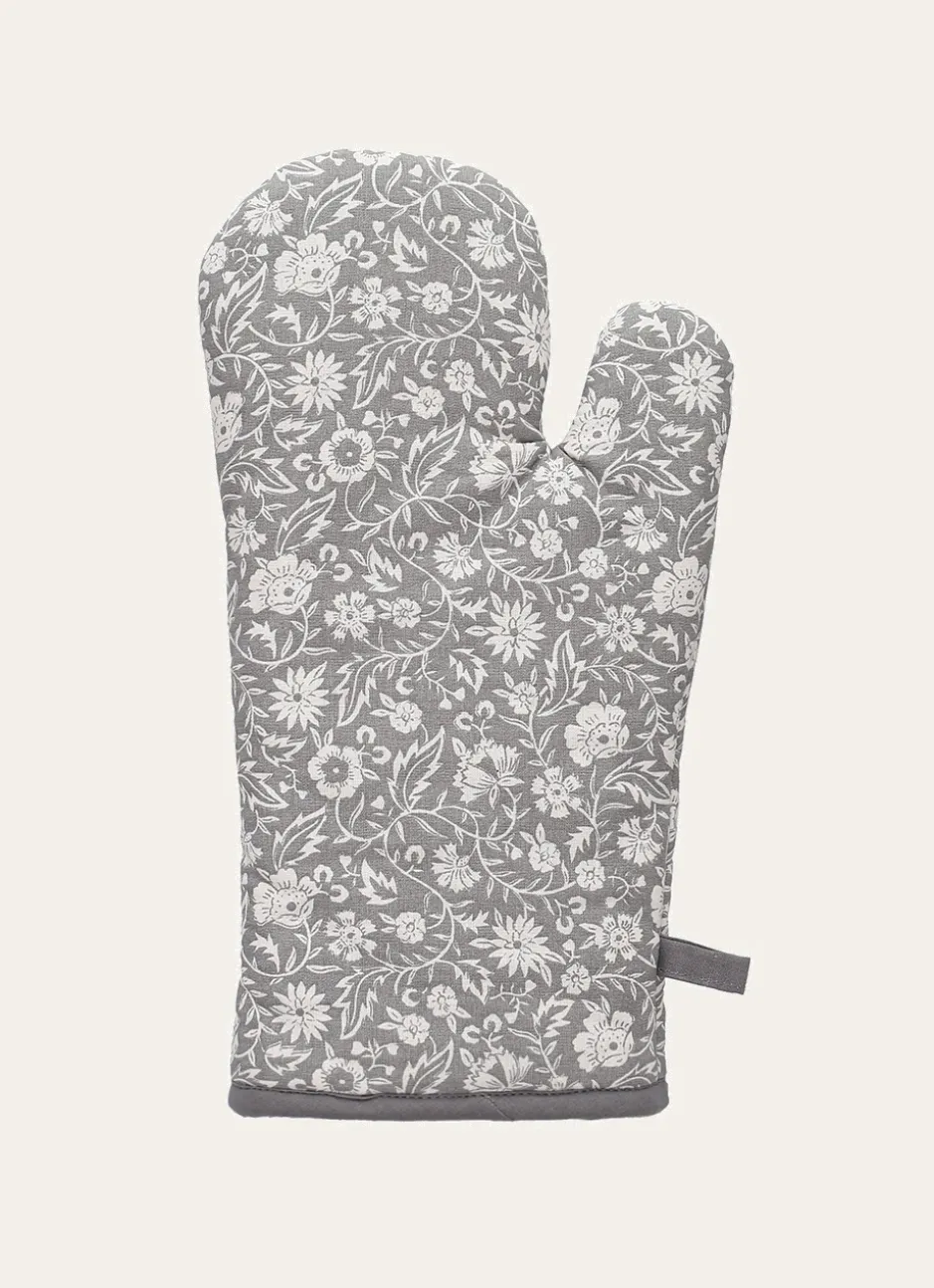GANT DE CUISINE FLEURS BICA GRIS
