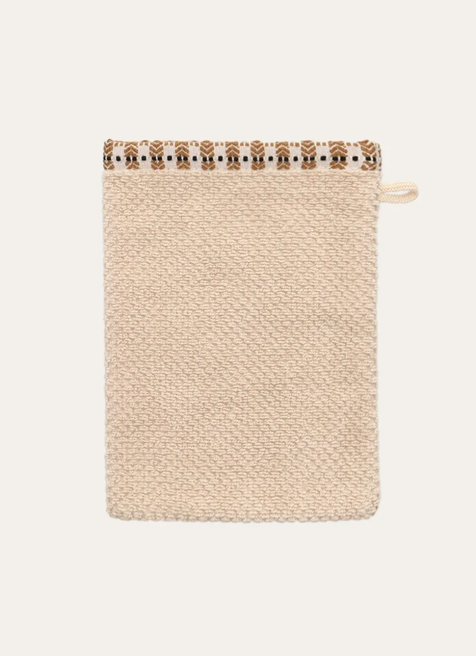 GANT DE TOILETTE AVEC LITEAU FANTAISIE BEIGE