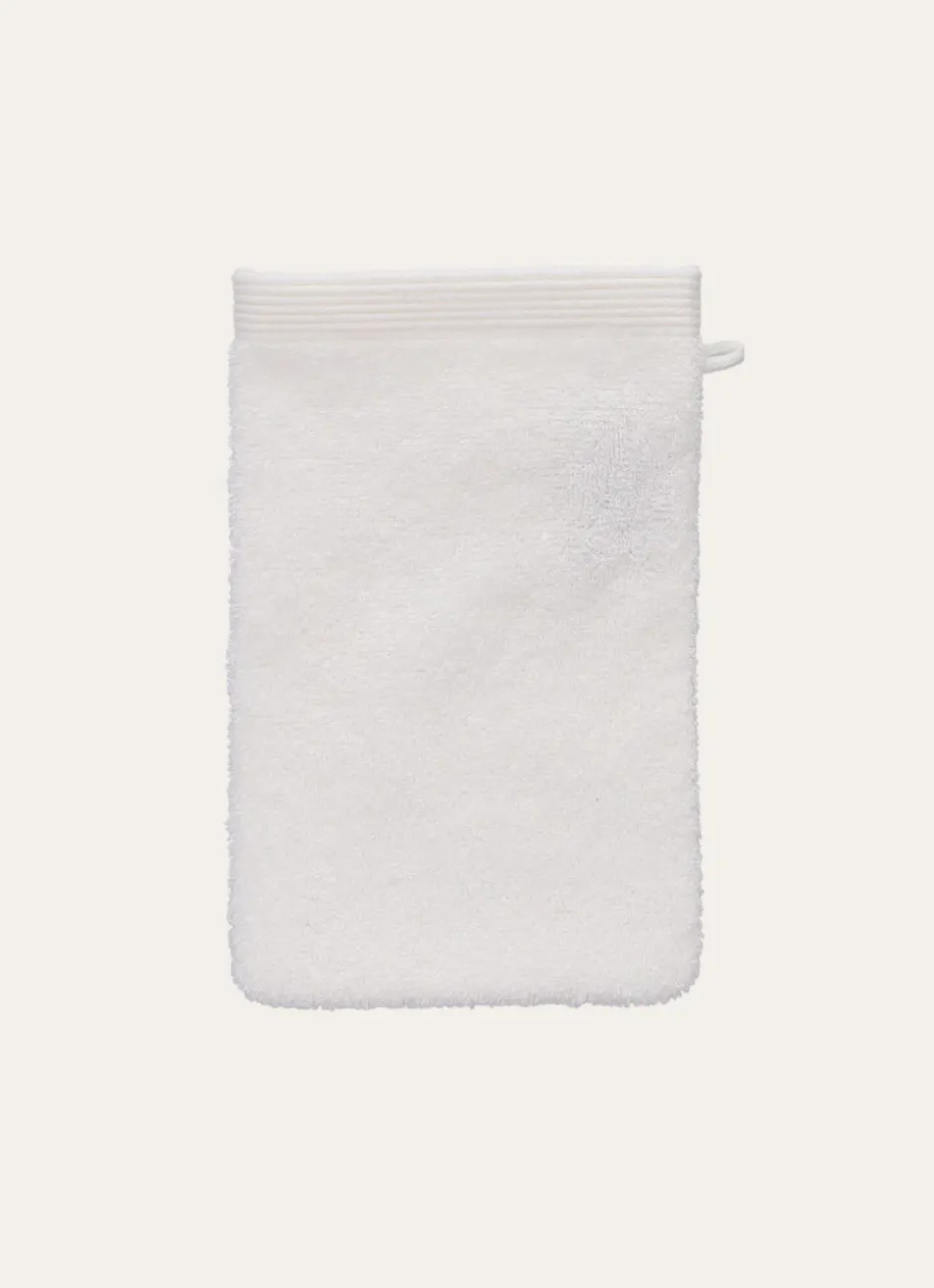 GANT DE TOILETTE BRODÉ EN COTON 500GR ÉCRU