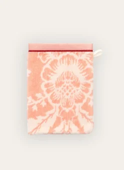 GANT DE TOILETTE JADE À GRANDS MOTIFS FLORAUX ROSE CLAIR