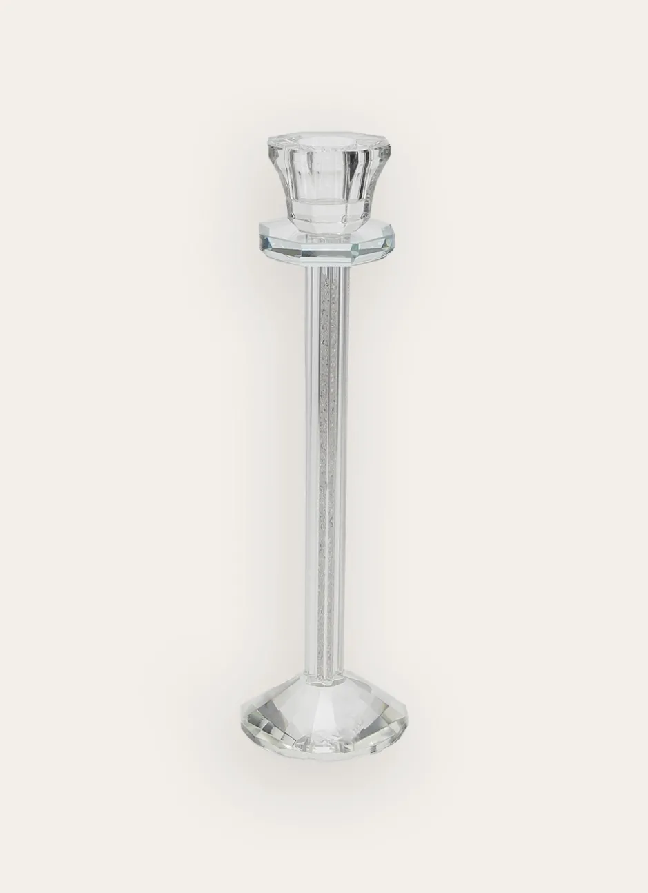 GRAND BOUGEOIR EN VERRE TRAVAILLÉ AVEC CRISTAUX TRANSPARENT
