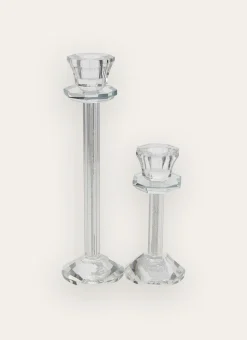 GRAND BOUGEOIR EN VERRE TRAVAILLÉ AVEC CRISTAUX TRANSPARENT