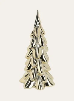 GRAND SAPIN À POSER EN PORCELAINE BRILLANT OR