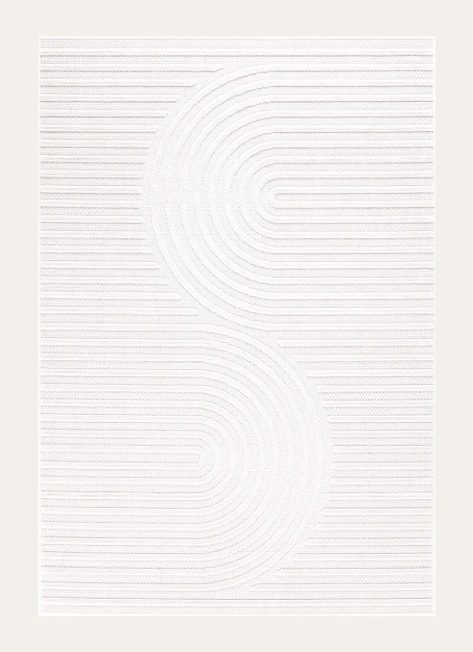 GRAND TAPIS UNI COURBES ET RAYURES VENISE ÉCRU