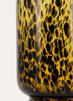 GRAND VASE EN VERRE À MOTIF LÉOPARD MARRON/AMBRE