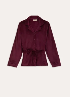 HAUT DE PYJAMA VELOURS ULTRA AUBERGINE