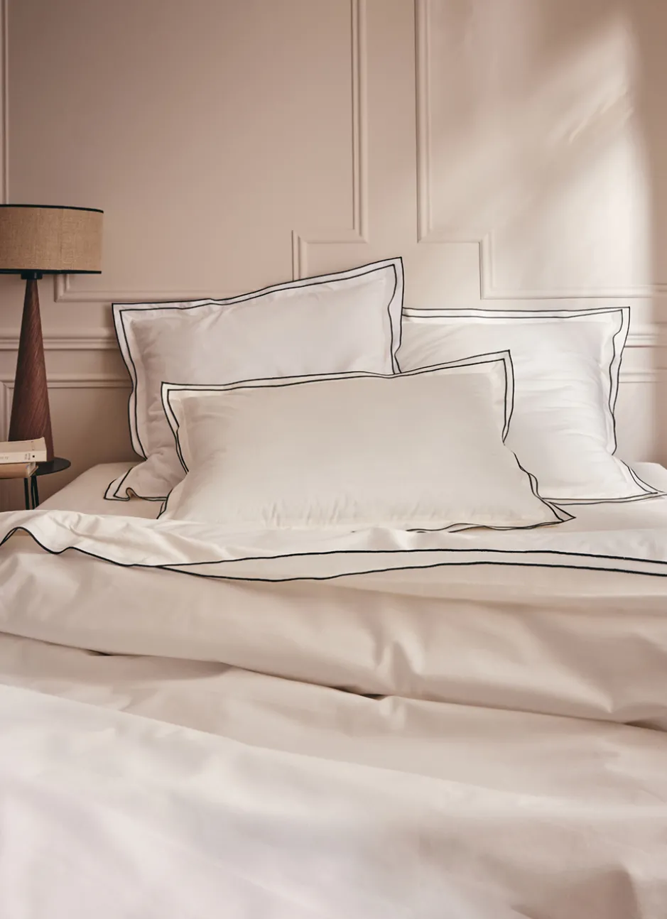 HOUSSE DE COUETTE COTON RECYCLÉ BOURDON CONTRASTÉ BLANC/NOIR