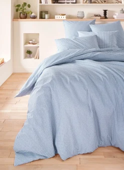 HOUSSE DE COUETTE EN COTON VICHY BLEU