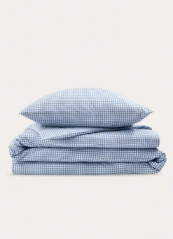 HOUSSE DE COUETTE EN COTON VICHY BLEU