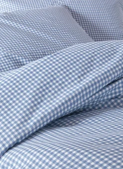 HOUSSE DE COUETTE EN COTON VICHY BLEU