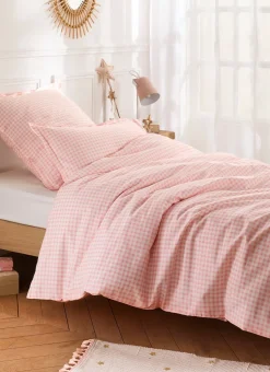 HOUSSE DE COUETTE ENFANT MOTIF VICHY GINGHAM ROSE