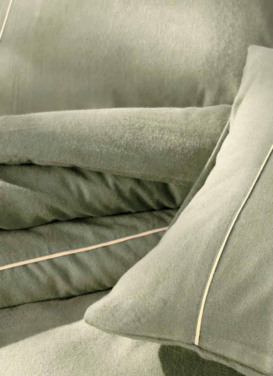 HOUSSE DE COUETTE EN FLANELLE UNIE RAGOON VERT KAKI