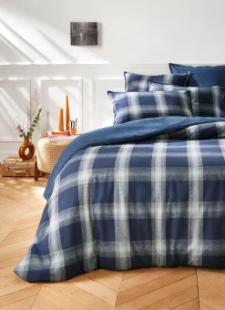 HOUSSE DE COUETTE EN FLANELLE RHEA BLEU MARINE
