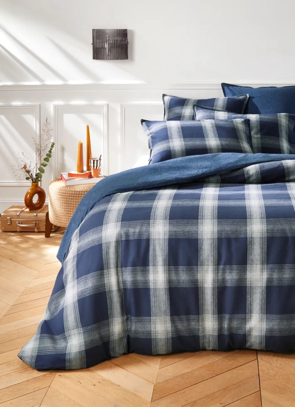 HOUSSE DE COUETTE EN FLANELLE RHEA BLEU MARINE