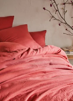 HOUSSE DE COUETTE EN LIN LAVÉ ROSE