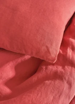 HOUSSE DE COUETTE EN LIN LAVÉ ROSE