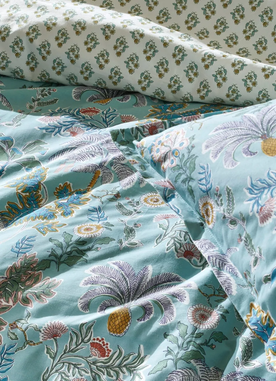 HOUSSE DE COUETTE EN PERCALE GRANADA BLEU GRIS