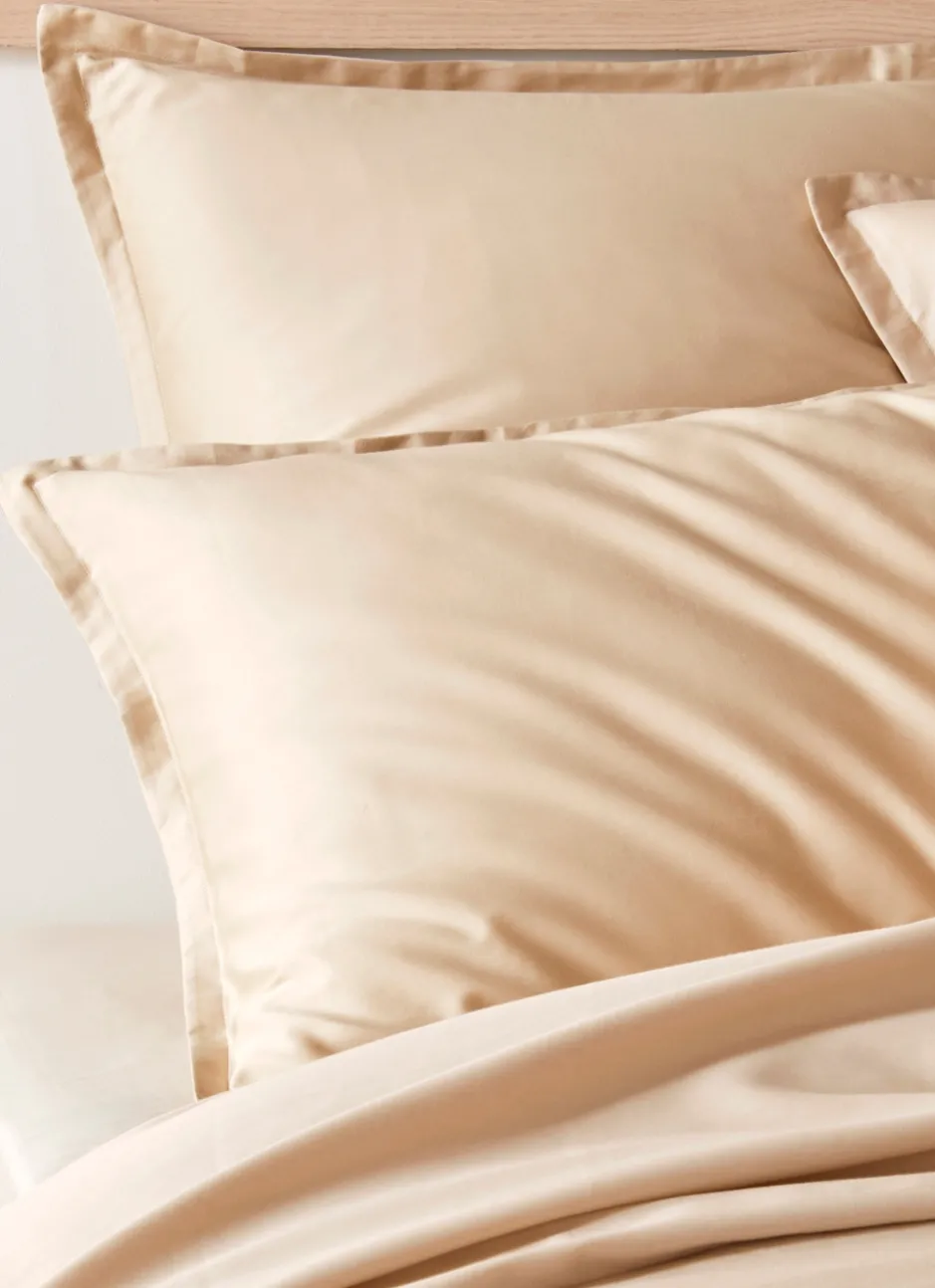 HOUSSE DE COUETTE EN SATIN DE COTON PEIGNÉ UNI MORDORE