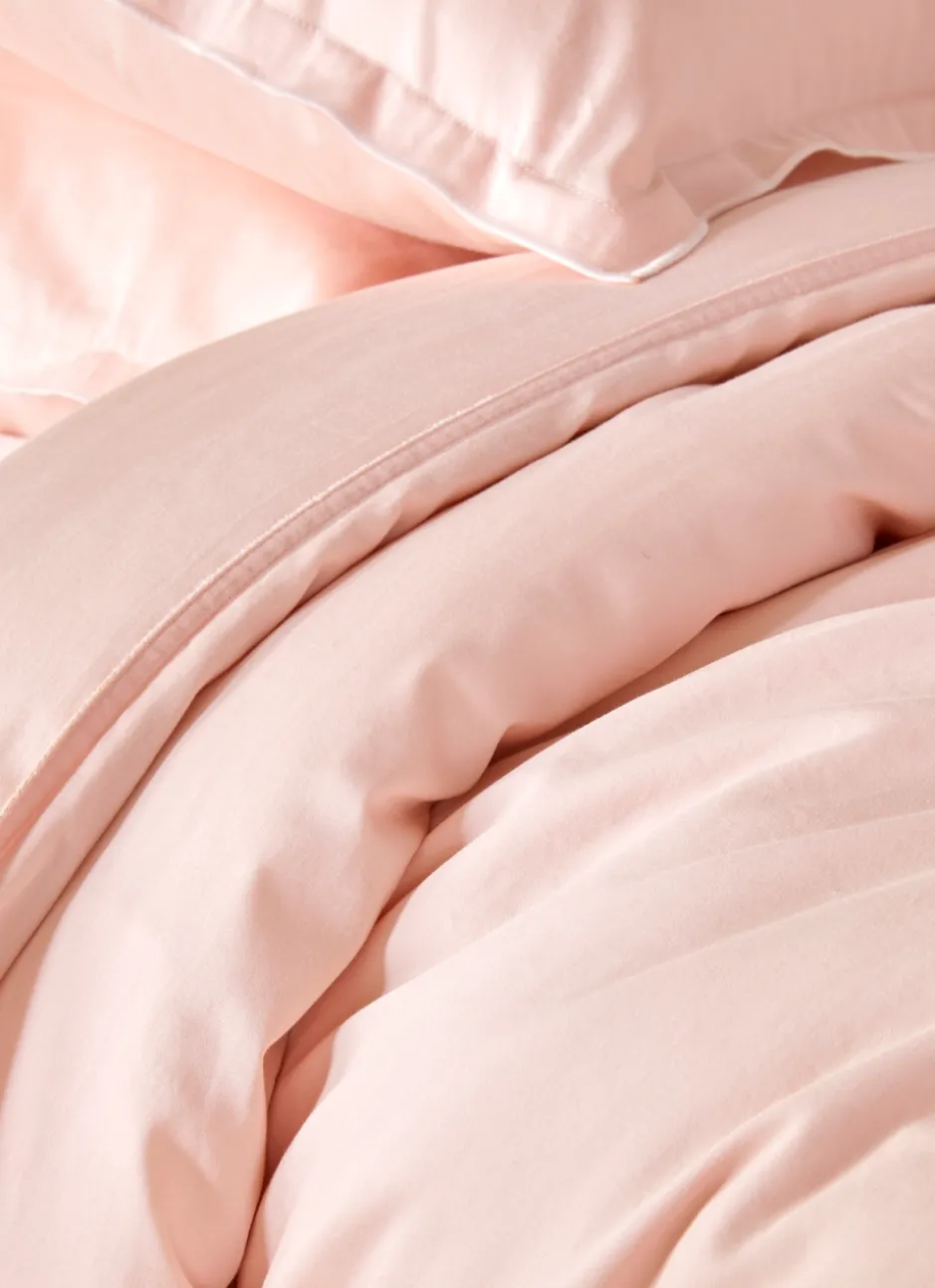 HOUSSE DE COUETTE EN SATIN DE COTON LAVÉ ROSE PALE