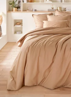 HOUSSE DE COUETTE EN SATIN DE COTON LAVÉ MOKA