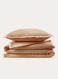 HOUSSE DE COUETTE EN SATIN DE COTON LAVÉ MOKA