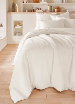 HOUSSE DE COUETTE EN SATIN DE COTON LAVÉ ECRU