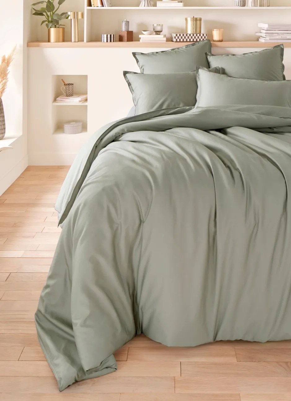 HOUSSE DE COUETTE EN SATIN DE COTON LAVÉ SAUGE