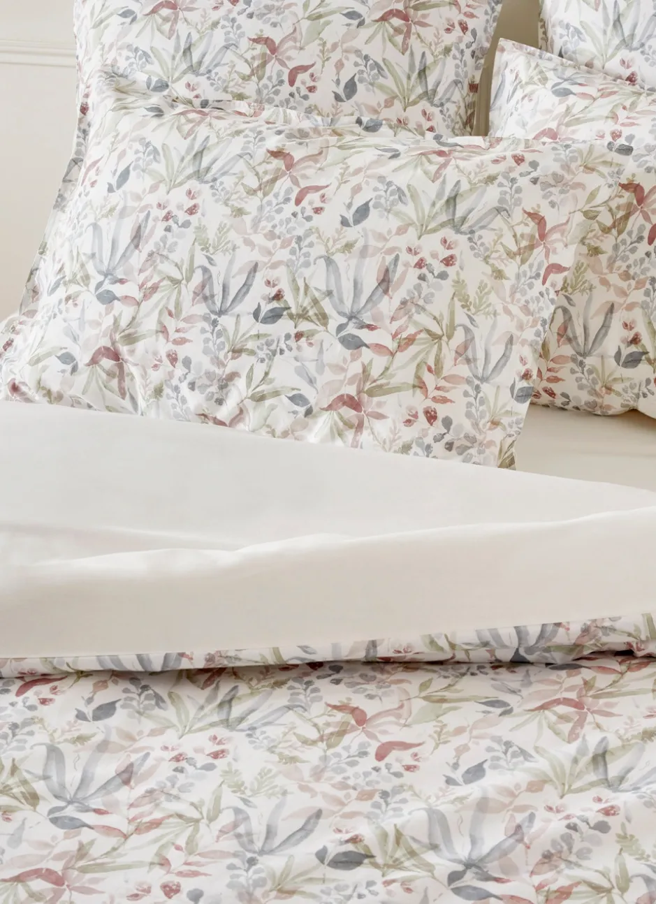 HOUSSE DE COUETTE IMPRIMÉE FLEURI EN COTON LAVÉ LILAS