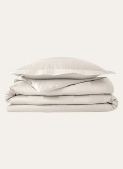 HOUSSE DE COUETTE RAYÉE EN SATIN DE COTON IVOIRE