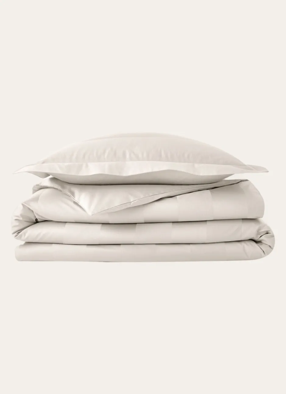 HOUSSE DE COUETTE RAYÉE EN SATIN DE COTON IVOIRE