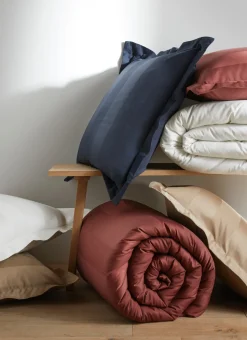HOUSSE DE COUETTE RAYÉE EN SATIN DE COTON IVOIRE