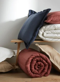HOUSSE DE COUETTE RAYÉE EN SATIN DE COTON IVOIRE