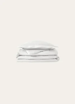 HOUSSE DE COUETTE RAYÉE EN SATIN DE COTON BLANC