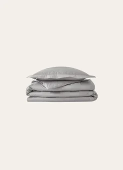 HOUSSE DE COUETTE RAYÉE EN SATIN DE COTON GRIS FONCE