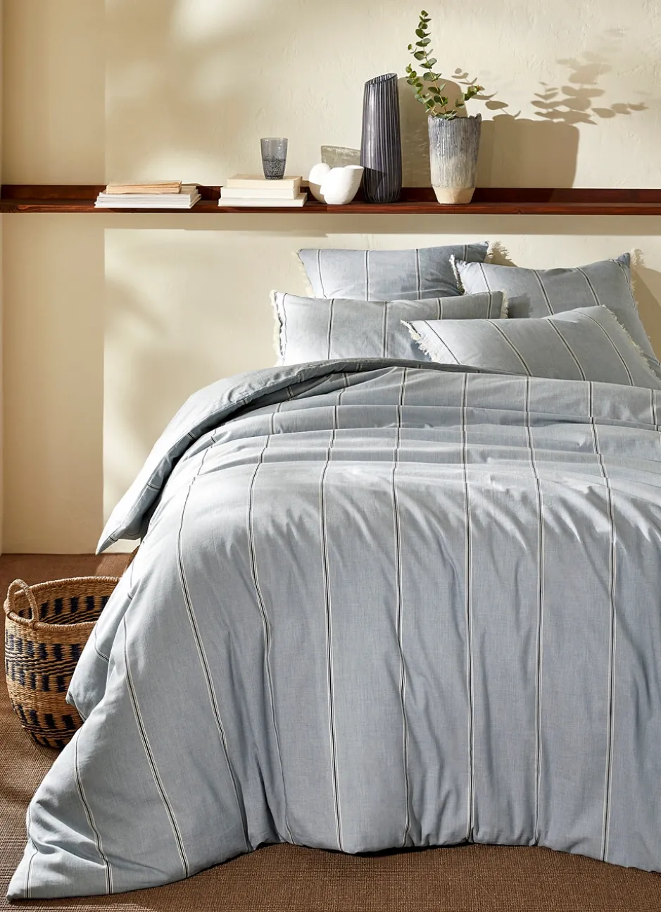 HOUSSE DE COUETTE À RAYURES NAÏADE BLEU