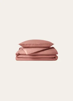 HOUSSE DE COUETTE UNIE EN COTON LAVÉ BIO ROSE