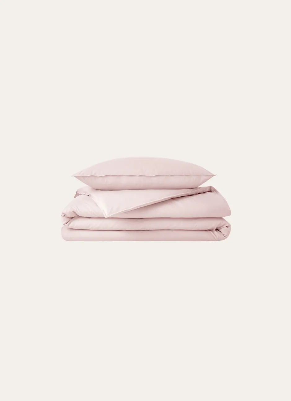 HOUSSE DE COUETTE UNIE EN COTON LAVÉ BIO ROSE PÂLE