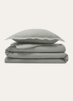 HOUSSE DE COUETTE UNIE EN COTON VERT TENDRE