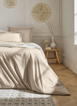 HOUSSE DE COUETTE UNIE EN PERCALE DE COTON SABLE