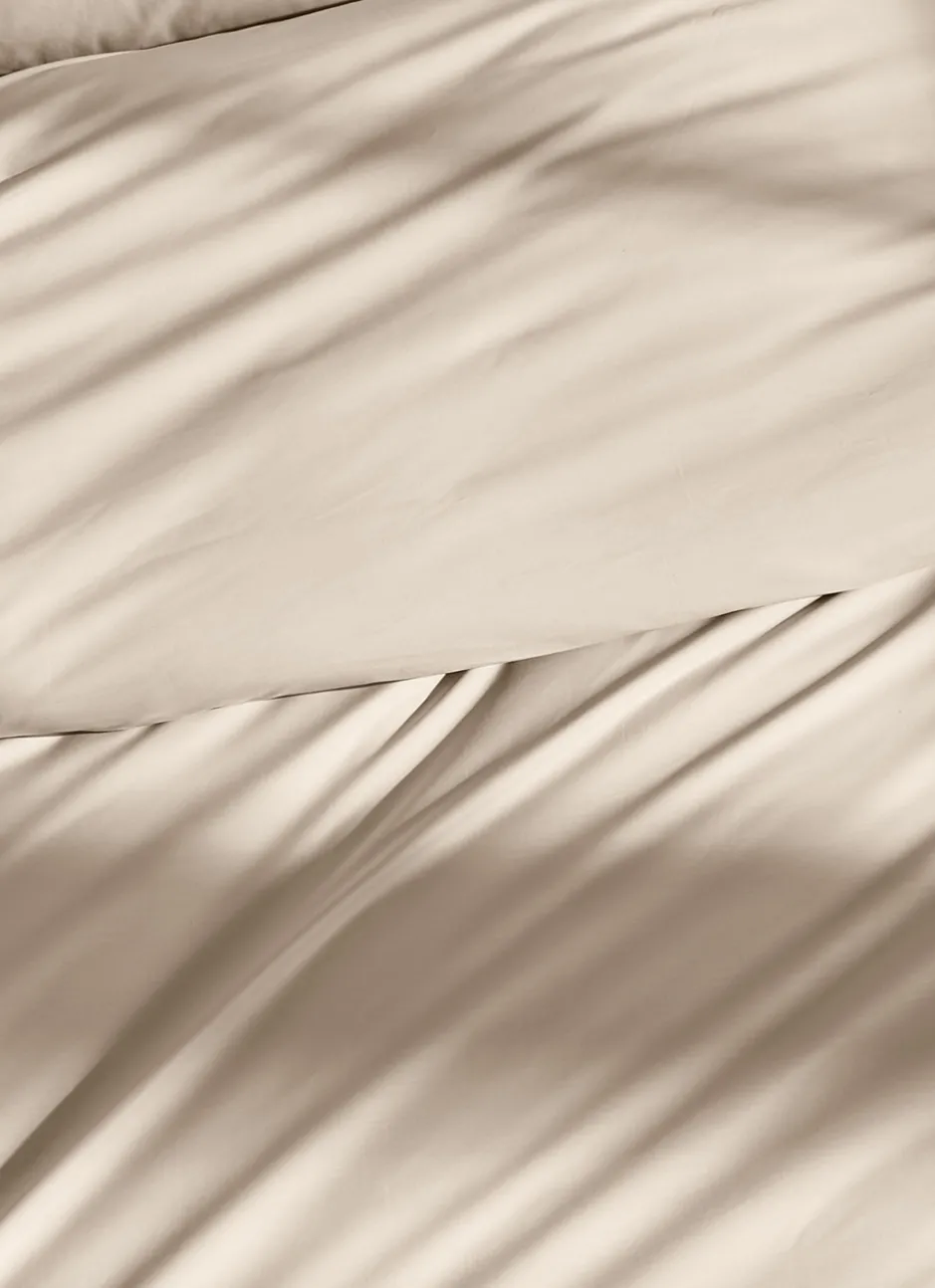HOUSSE DE COUETTE UNIE EN PERCALE DE COTON SABLE