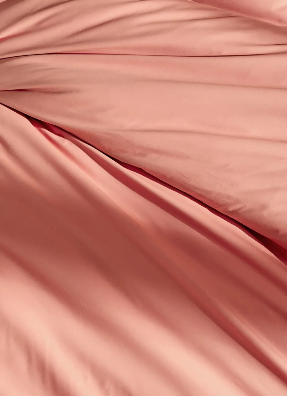 HOUSSE DE COUETTE UNIE EN PERCALE DE COTON CORAIL