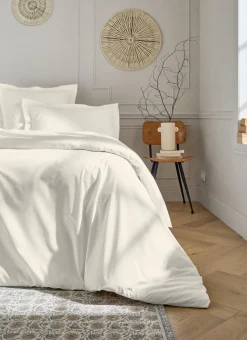HOUSSE DE COUETTE UNIE EN PERCALE DE COTON ECRU